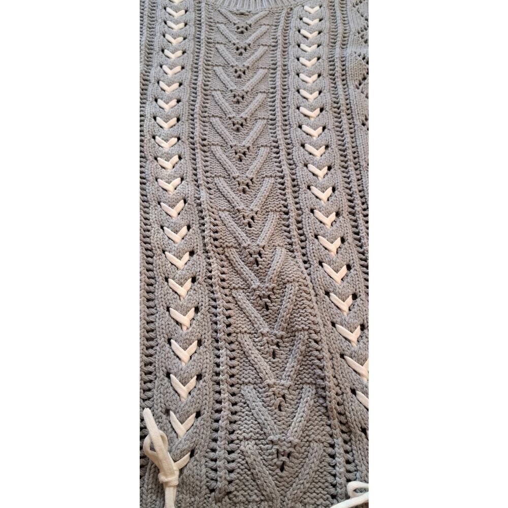 Lovers + Friends Lace Up Cable Knit Sweater Dress Gray Mini Sz M Winter Boots - Picture 10 of 10